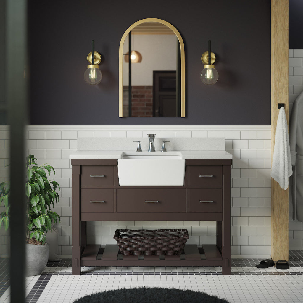 48 Bozeman Rustic Bathroom Vanity in Natural with Calacatta Quartz To -  HouseTie