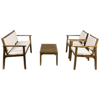 Sunnyside 4-Piece Outdoor Patio Furniture Set in Solid Acacia Wood