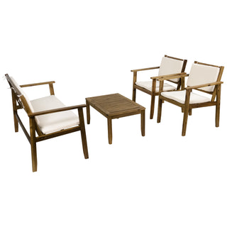 Sunnyside 4-Piece Outdoor Patio Furniture Set in Solid Acacia Wood