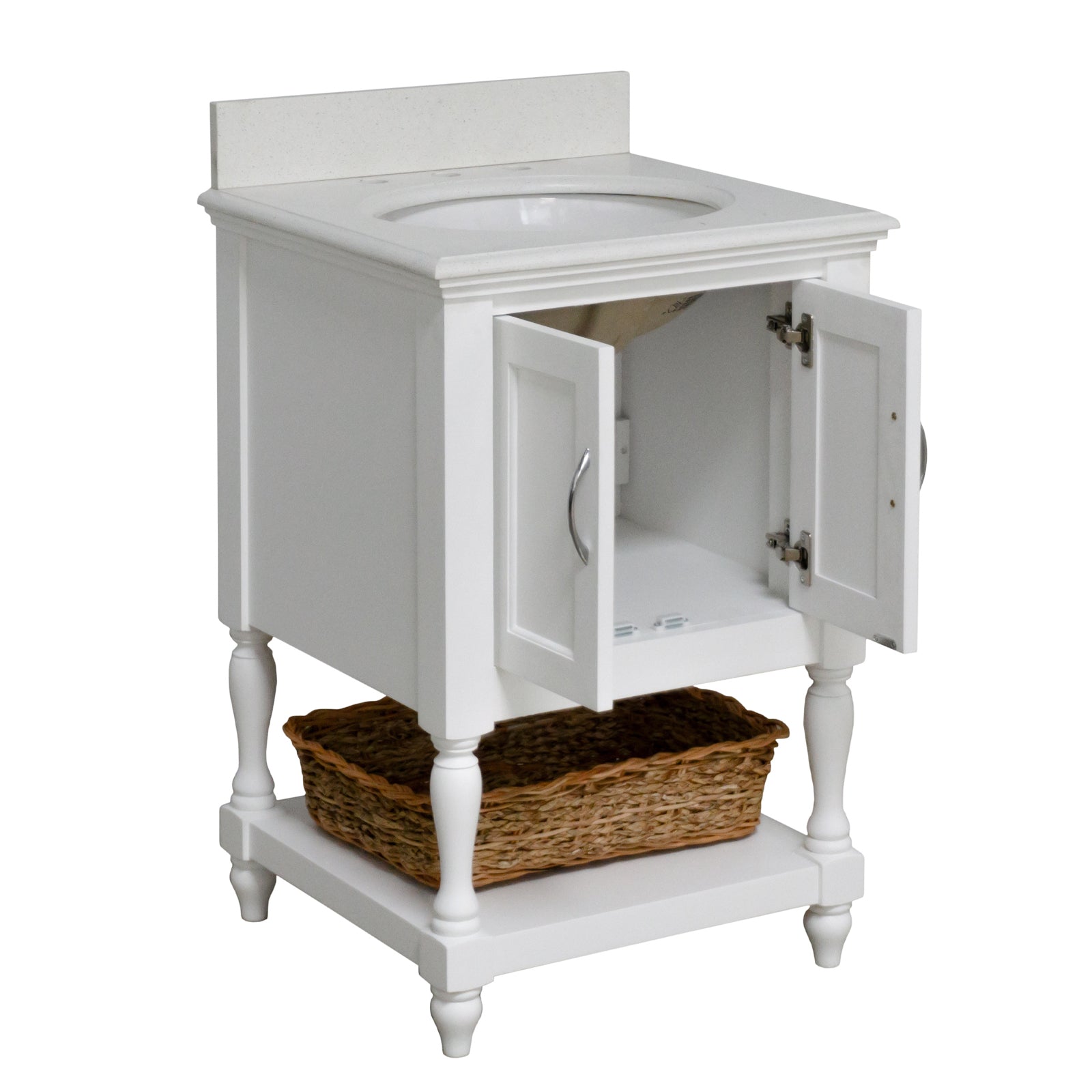 Beverly 24-inch Bathroom Vanity Cabinet with Sink & Quartz Top ...