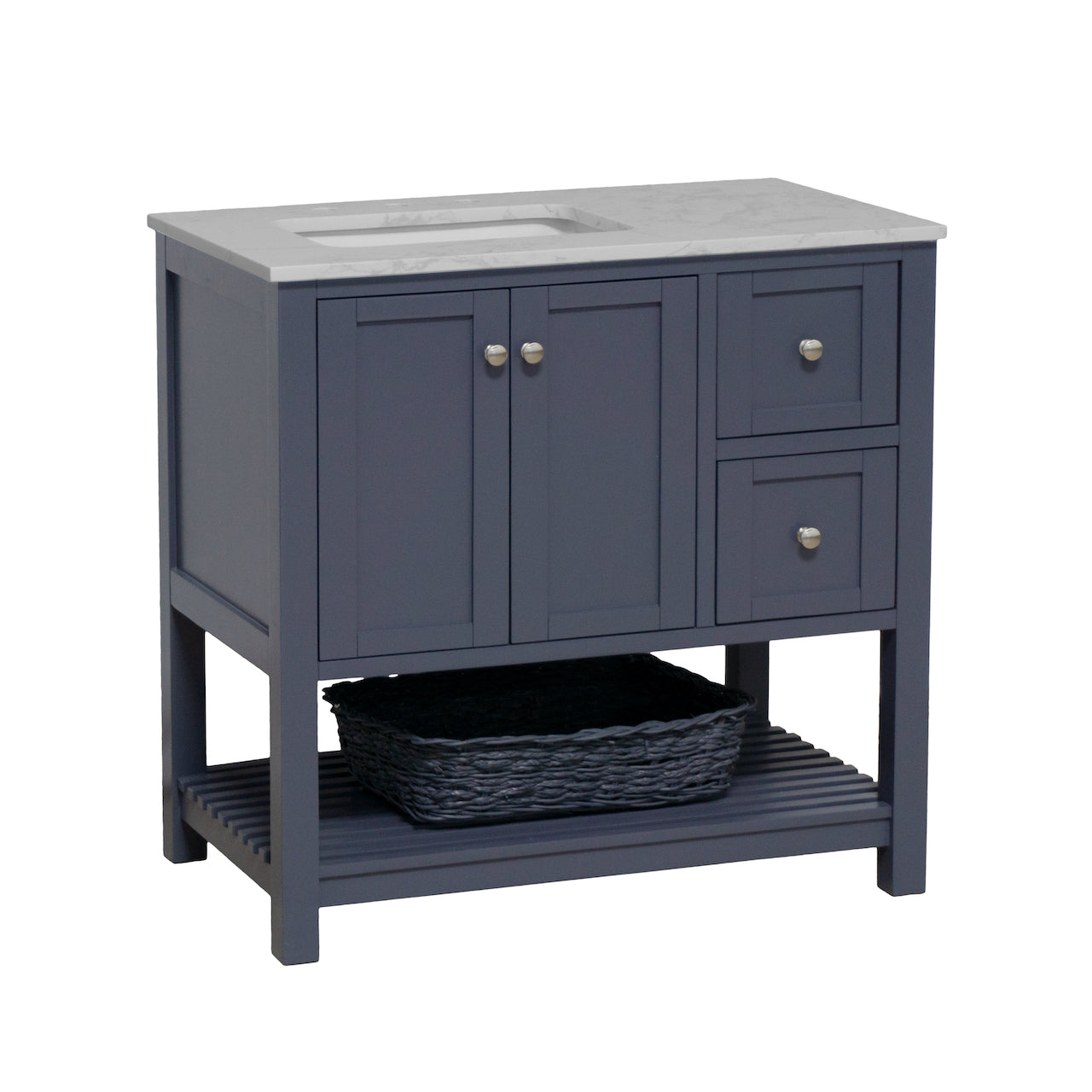 Lakeshore 36-inch Bathroom Vanity with Sink & Engineered Carrara Top ...