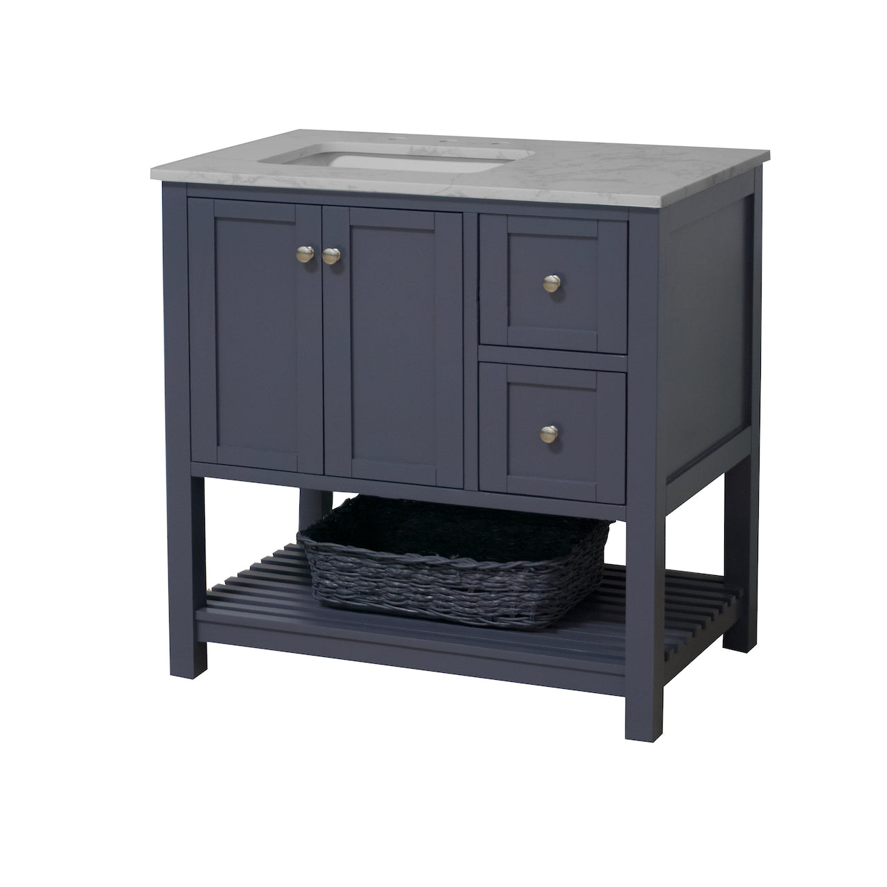 Lakeshore 36-inch Bathroom Vanity with Sink & Engineered Carrara Top ...