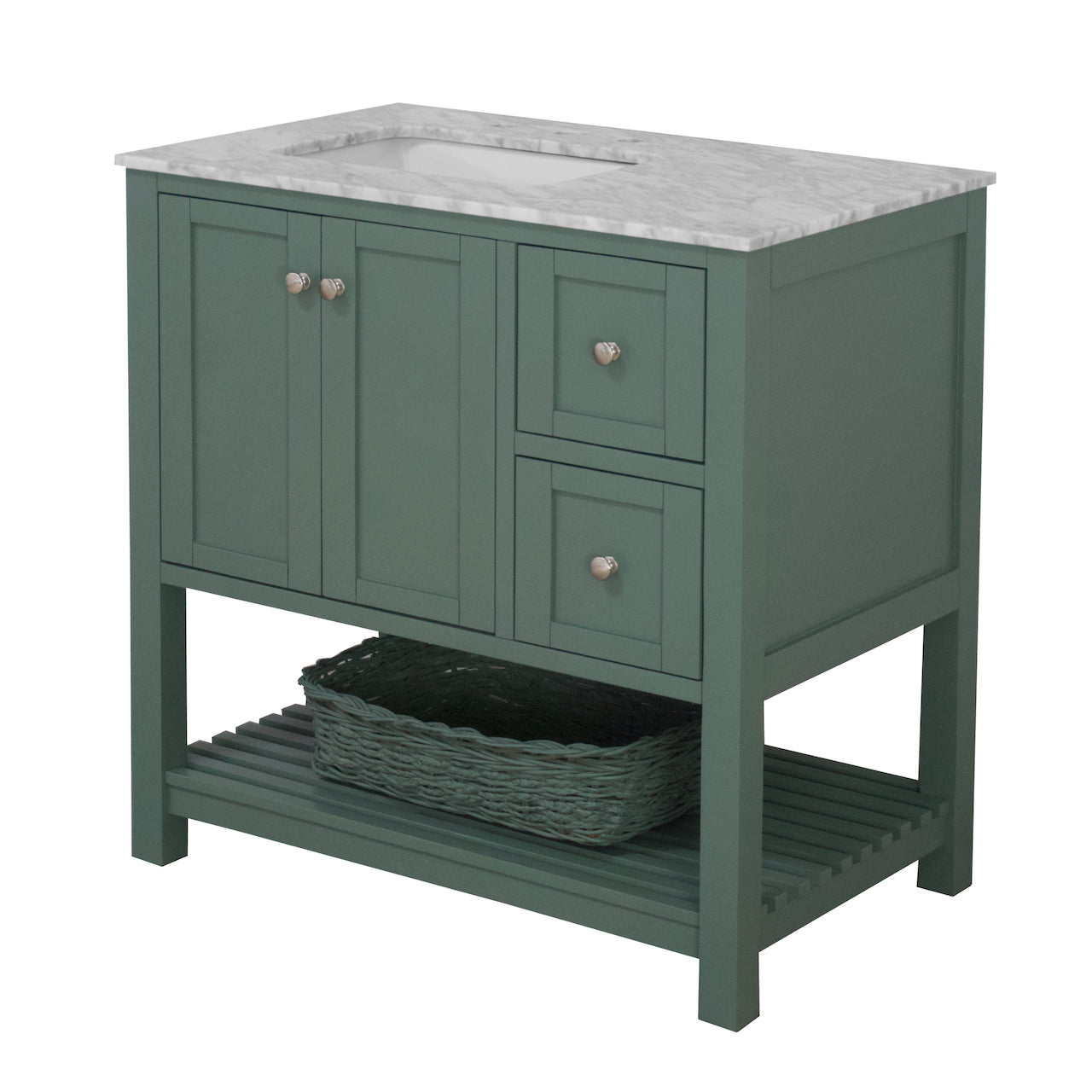 Lakeshore 36-inch Shaker Style Bathroom Vanity with Carrara Marble Top ...