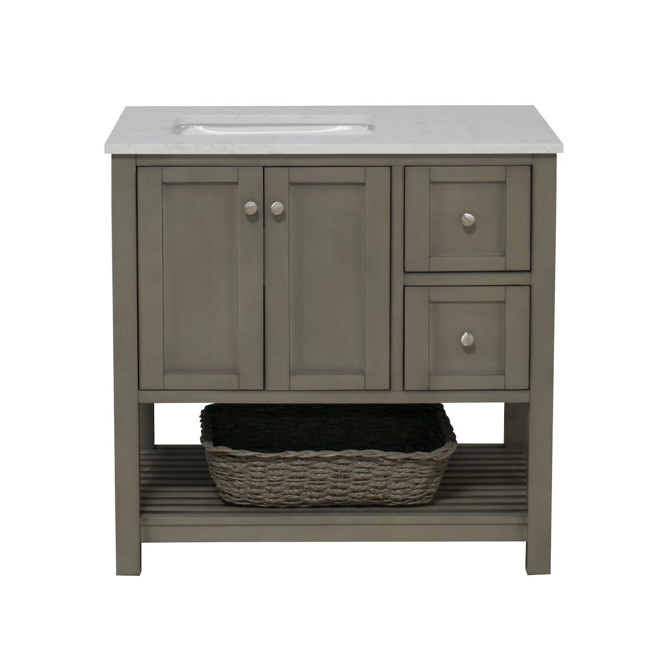 Lakeshore 36-inch Bathroom Vanity with Sink & Engineered Carrara Top ...