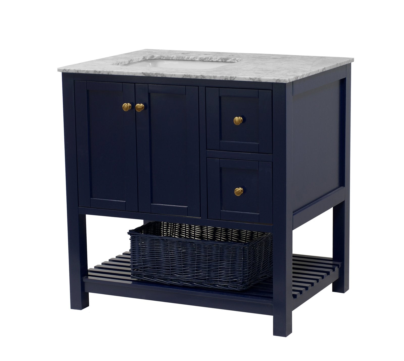 Lakeshore 36-inch Shaker Style Bathroom Vanity with Carrara Marble Top ...