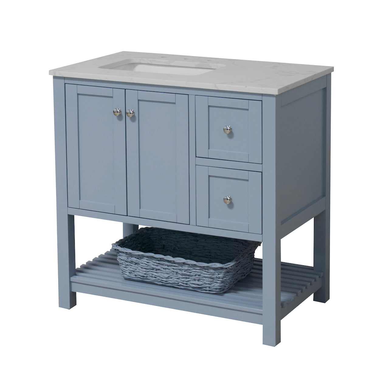 Lakeshore 36-inch Bathroom Vanity with Sink & Engineered Carrara Top ...