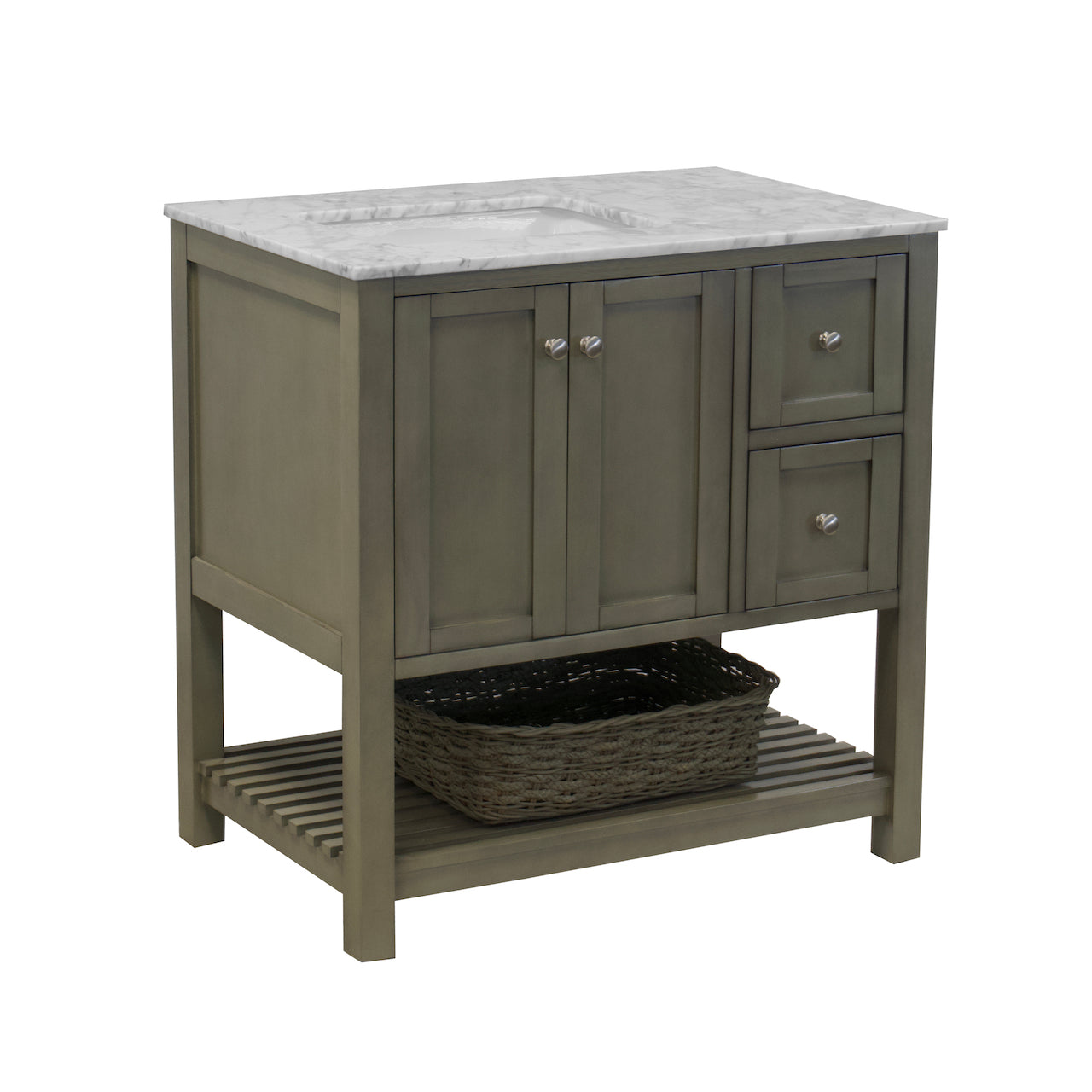 Lakeshore 36-inch Shaker Style Bathroom Vanity with Carrara Marble Top ...