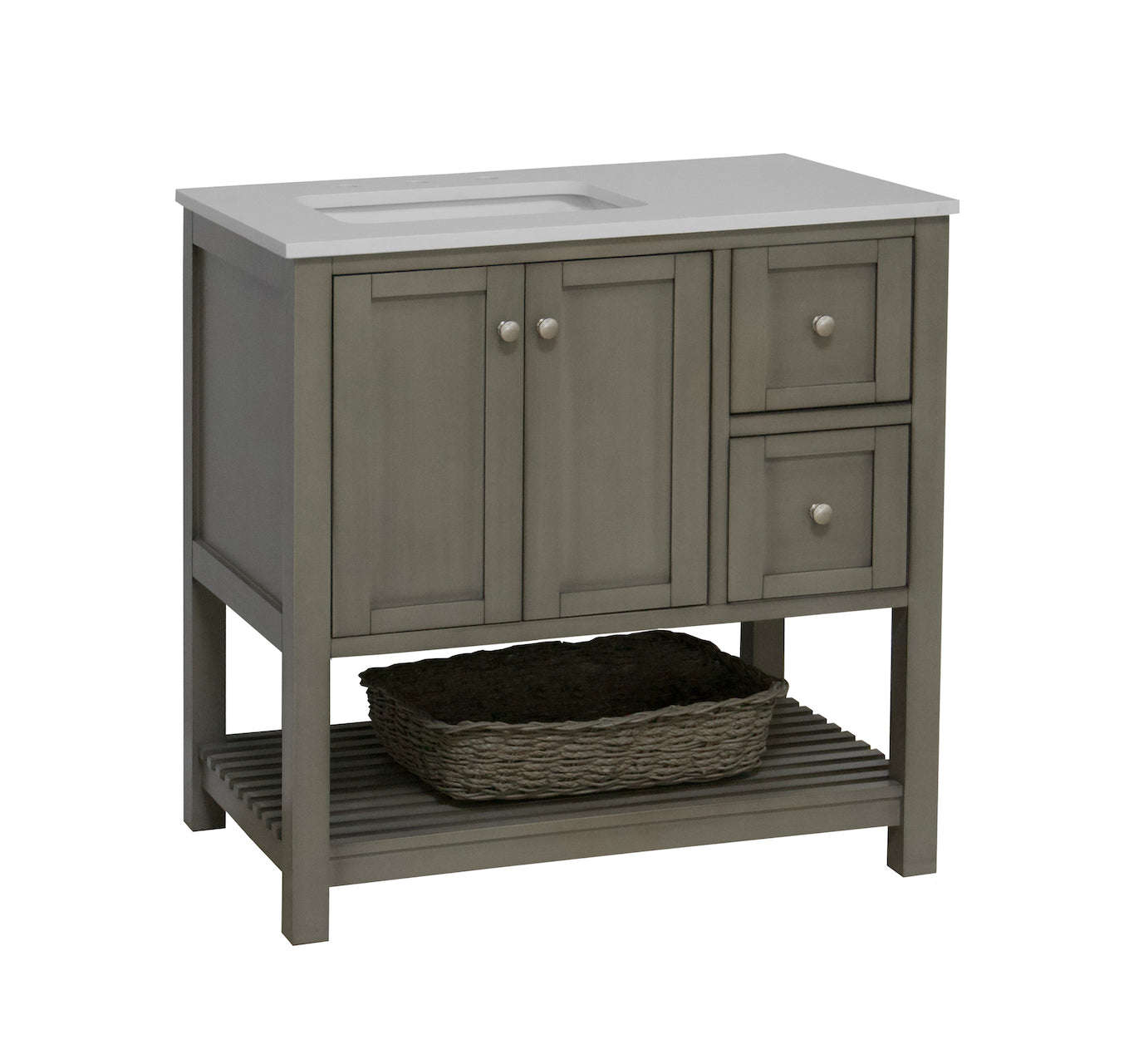 Lakeshore 36-inch Bathroom Vanity with Sink & Engineered White Top ...