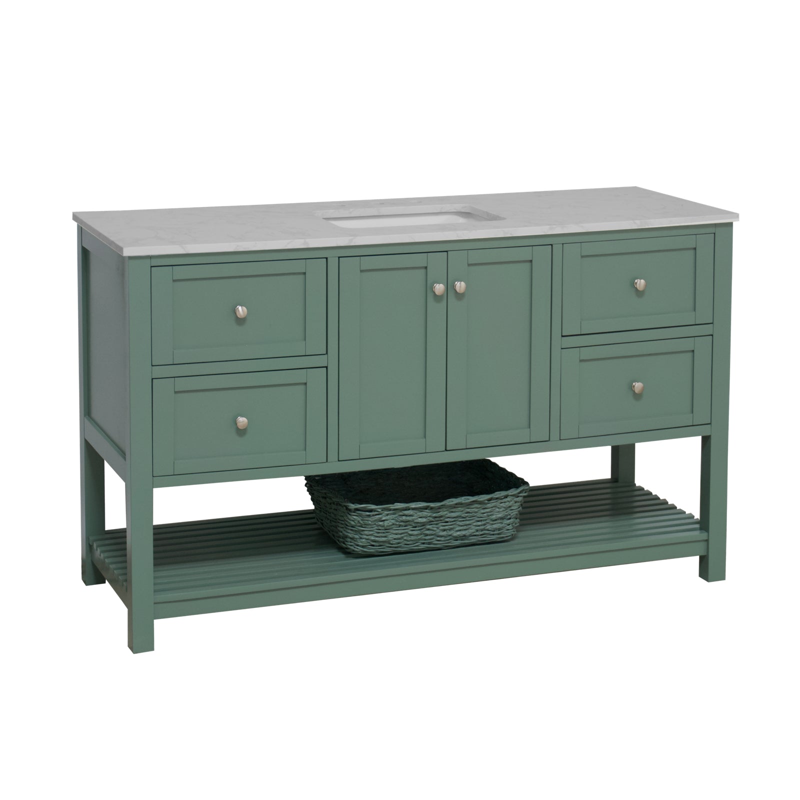 Lakeshore 60-inch Single Bathroom Vanity with Engineered Carrara Top ...