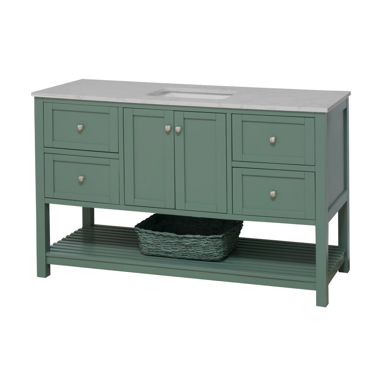 Lakeshore 60-inch Single Bathroom Vanity with Engineered Carrara Top ...