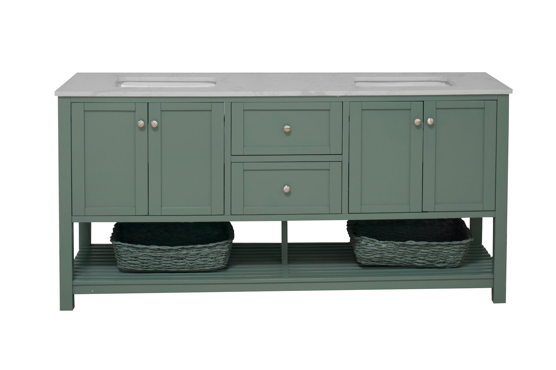 Lakeshore 72-inch Double Bathroom Vanity with Engineered Carrara Top ...