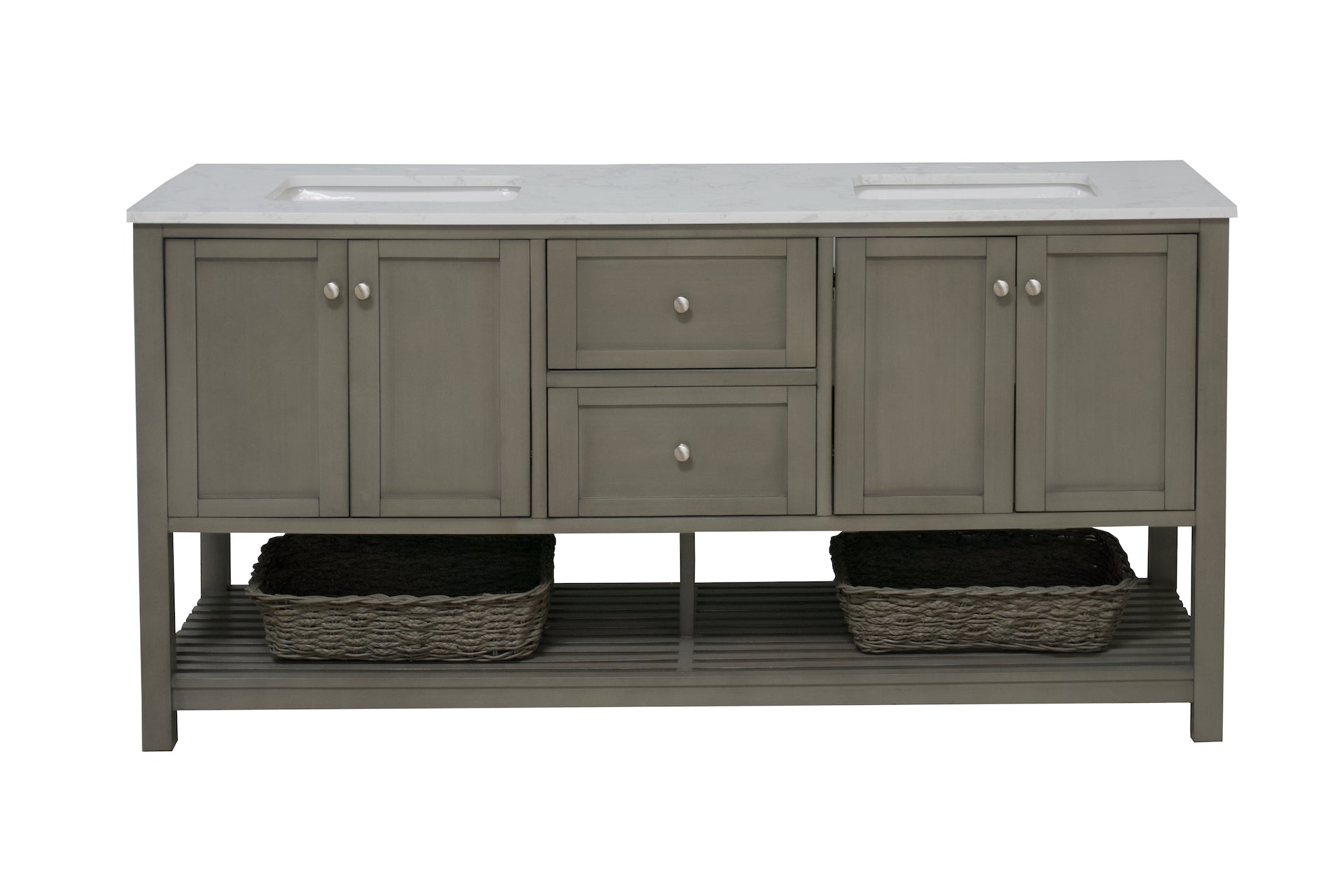 Lakeshore 72-inch Double Bathroom Vanity with Engineered Carrara Top ...