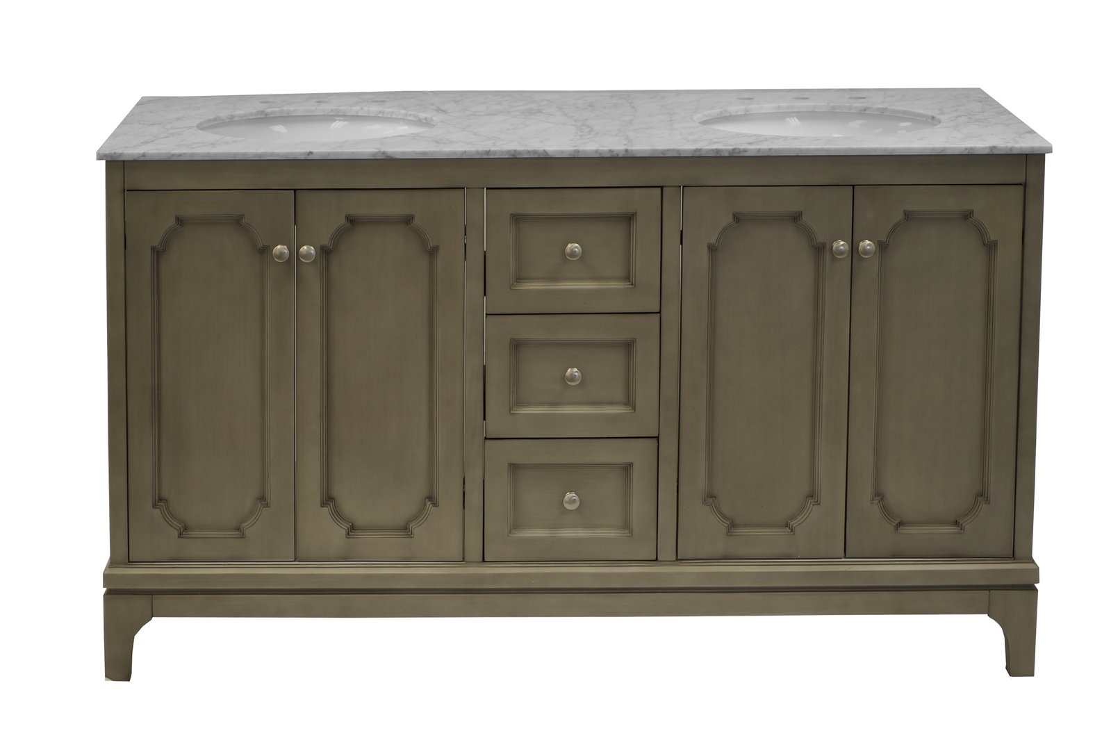 Starboard 60-inch Double Bathroom Vanity with Carrara Marble Top ...